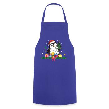 Lustige Pinguin-Weihnachten. Weihnachts-Pinguin - Kochschürze - Royalblau - Vorne - AI Model Male 185 dark (185cm)