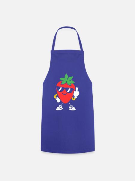 Sunny Strawberry Maskottchen mit Sonnenbrille - Kochschürze - Royalblau