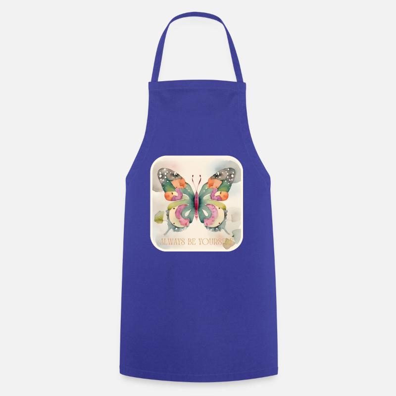 Butterflies pattern - Cooking Apron - royal blue