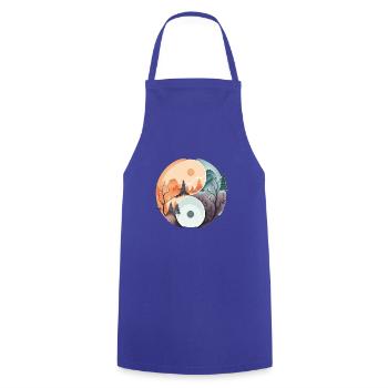 Ying Yang - Mountains / Beach - Cooking Apron - royal blue - Front - AI Model Male 185 dark (185cm)