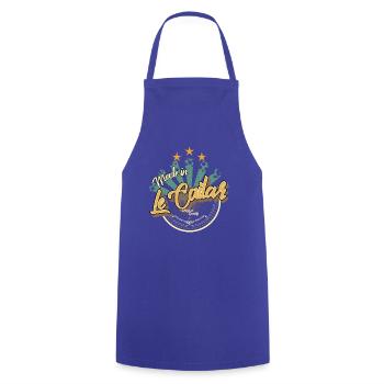Made in Le Cailar - Tablier de cuisine - bleu royal - Devant - AI Model Male 185 dark (185cm)