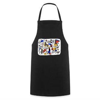 Illustration Miró-Style - Cooking Apron - black - Front - AI Model Male 185 dark (185cm)