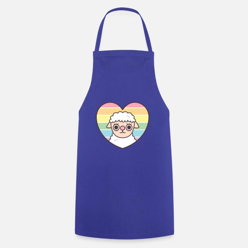 Cute Sheep Rainbow Heart Subtle Pride - Cooking Apron - royal blue