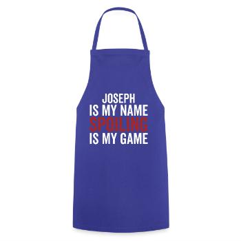 Joseph ist mein Name Verderben ist mein Spiel - Kochschürze - Royalblau - Vorne - AI Model Male 185 dark (185cm)