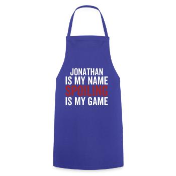 Jonathan ist mein Name Verderben ist mein Spiel - Kochschürze - Royalblau - Vorne - AI Model Male 185 dark (185cm)