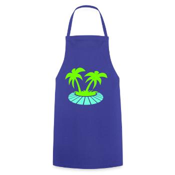 2 Palm Trees Island Tree Beach Holiday Coconut Sea - Cooking Apron - royal blue - Front - AI Model Male 185 dark (185cm)
