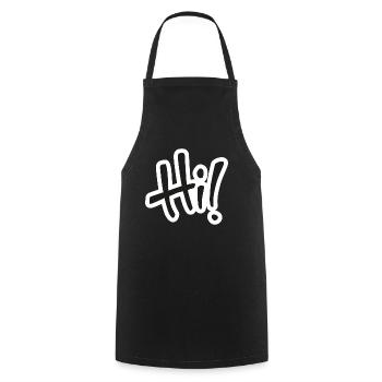 Hi! text - Cooking Apron - black - Front - AI Model Male 185 dark (185cm)