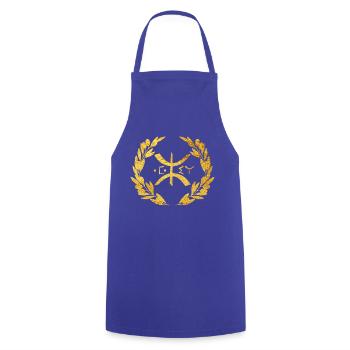 Z AMAZIGH BERBERE KABYLE EN OR - Tablier de cuisine - bleu royal - Devant - AI Model Male 185 dark (185cm)