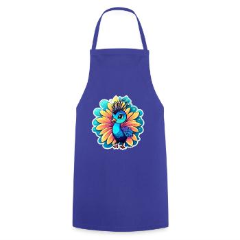 Peacock Bird Drawing - Cooking Apron - royal blue - Front - AI Model Male 185 dark (185cm)