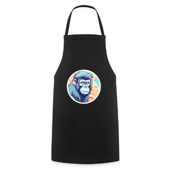 Affe Illustration - Kochschürze - Schwarz - Vorne - AI Model Male 185 dark (185cm)