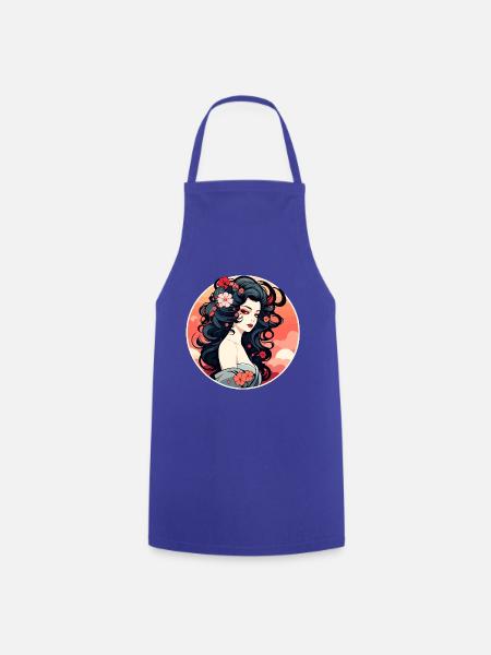 Geisha Illustration - Kochschürze - Royalblau