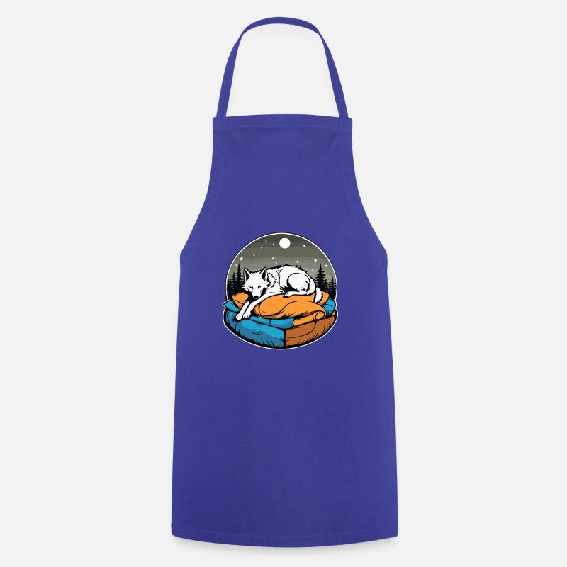 Sleeping Wolf Illustration - Cooking Apron - royal blue