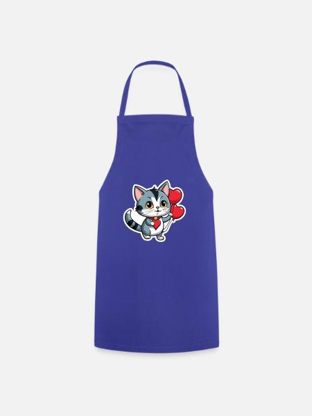 Katze Herz - Valentinstag - Kochschürze - Royalblau