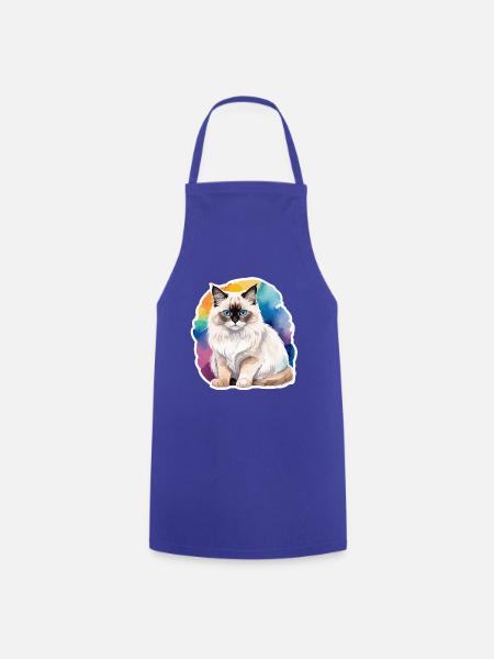Birmakatze Wasserfarben - Kochschürze - Royalblau