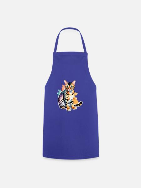 Bengalkatze Wasserfarben - Kochschürze - Royalblau