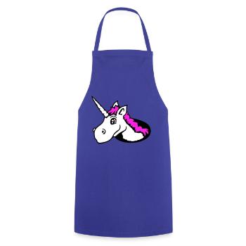 Unicorn Floor Hole Funny Smile Comic Cartoon - Cooking Apron - royal blue - Front - AI Model Male 185 dark (185cm)