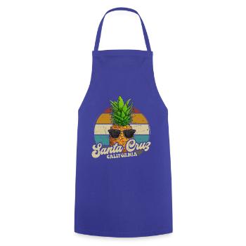 Santa Cruz California rétro vintage ananas des années 70 - Tablier de cuisine - bleu royal - Devant - AI Model Male 185 dark (185cm)