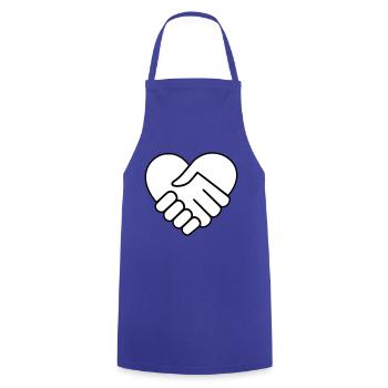 Hand in hand heart white - Cooking Apron - royal blue - Front - AI Model Male 185 dark (185cm)