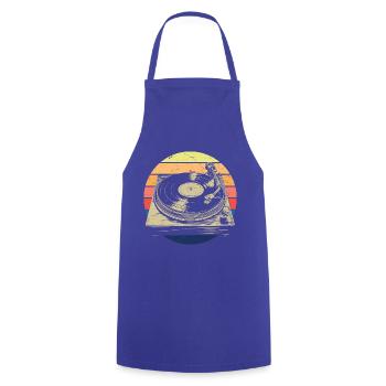 Schallplatte Vinyl Musik Plattenspieler retro - Kochschürze - Royalblau - Vorne - AI Model Male 185 dark (185cm)