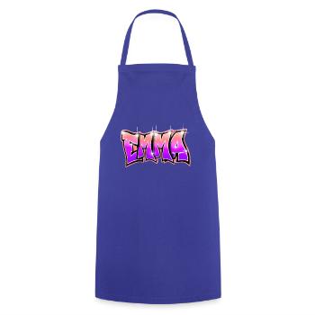Graffiti Name EMMA Pink - Cooking Apron - royal blue - Front - AI Model Male 185 dark (185cm)