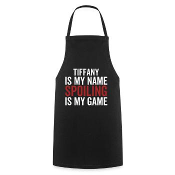 Tiffany ist mein Name Verderben ist mein Spiel - Kochschürze - Schwarz - Vorne - AI Model Male 185 dark (185cm)