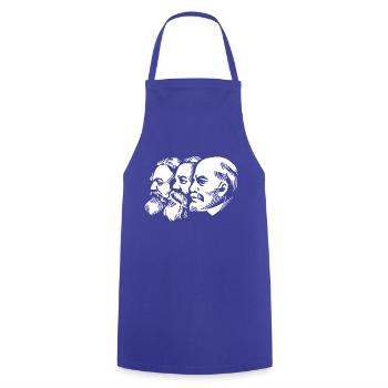 marx engels lenin heads statues communism sickle - Cooking Apron - royal blue - Front - AI Model Male 185 dark (185cm)