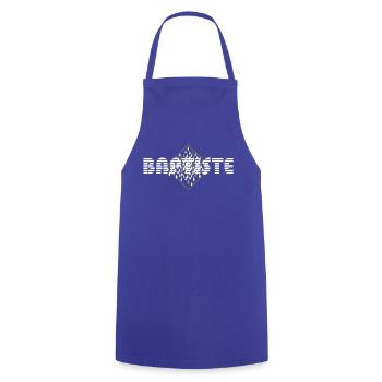 Baptiste typographie blanche, étymologie Latine. - Tablier de cuisine - bleu royal - Devant - AI Model Male 185 dark (185cm)