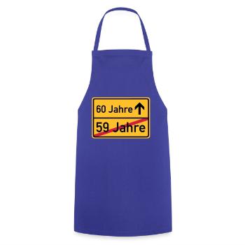 ortsschild_59__jahre__f3 - Kochschürze - Royalblau - Vorne - AI Model Male 185 dark (185cm)