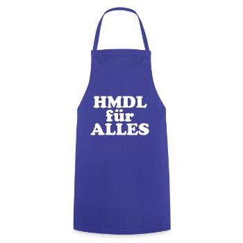HMDL für ALLES - Kochschürze - Royalblau - Vorne - AI Model Male 185 dark (185cm)