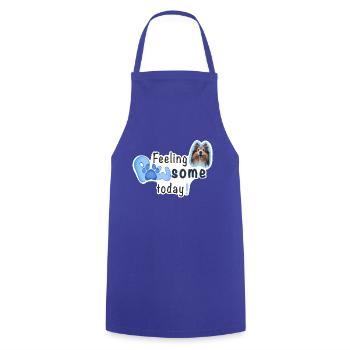 Feeling PAWSOME today! Dog Sheltie paw blue - Cooking Apron - royal blue - Front - AI Model Male 185 dark (185cm)