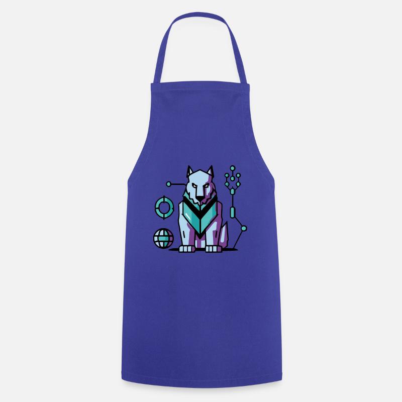 Futuristic Cyber Wolf - Cooking Apron - royal blue