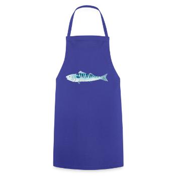 Makrele - Kochschürze - Royalblau - Vorne - AI Model Male 185 dark (185cm)