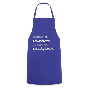Parrain l'homme le mythe la légende. Parrain cool - Tablier de cuisine - bleu royal - Devant - AI Model Male 185 dark (185cm)