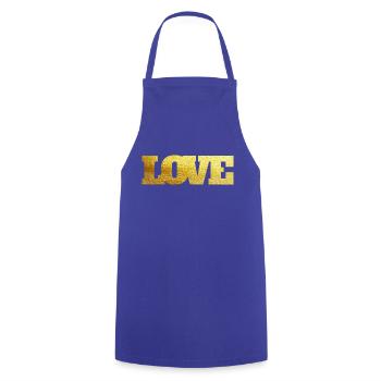 L O V E gold - Kochschürze - Royalblau - Vorne - AI Model Male 185 dark (185cm)