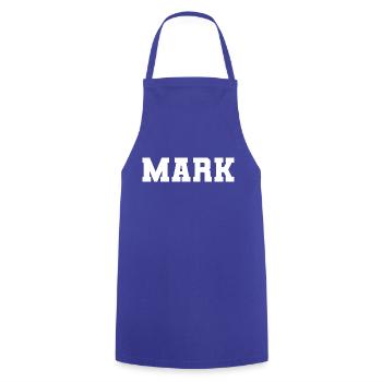 Name - Mark - Kochschürze - Royalblau - Vorne - AI Model Male 185 dark (185cm)
