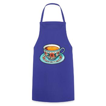 Teetasse Neo Traditional - Kochschürze - Royalblau - Vorne - AI Model Male 185 dark (185cm)