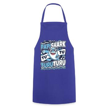 Papa requin - Tablier de cuisine - bleu royal - Devant - AI Model Male 185 dark (185cm)