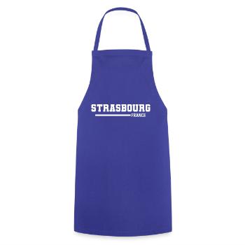 Strasbourg | France - Cooking Apron - royal blue - Front - AI Model Male 185 dark (185cm)