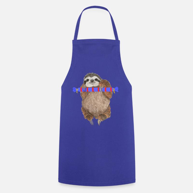 Faultier mit Geschenk - Kochschürze - Royalblau