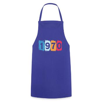 Retro 1970 t-shirt 70 vintage 1970 - Kochschürze - Royalblau - Vorne - AI Model Male 185 dark (185cm)