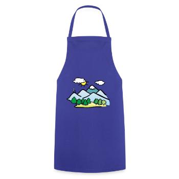 Nature Drawing, Hiking - Cooking Apron - royal blue - Front - AI Model Male 185 dark (185cm)