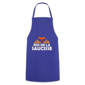 Saucisse - Grillade - Barbecue - Cadeau - Drôle - Tablier de cuisine - bleu royal - Devant - AI Model Male 185 dark (185cm)
