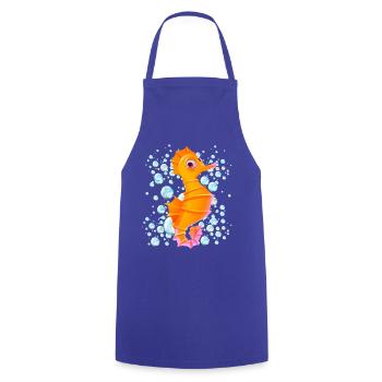 Sea Horse Bubbles - Cooking Apron - royal blue - Front - AI Model Male 185 dark (185cm)