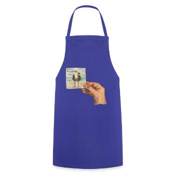 Hand with photo of a seagull - Cooking Apron - royal blue - Front - AI Model Male 185 dark (185cm)