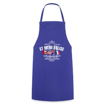 St Mere Eglise Normandy 80th anniversary - Tablier de cuisine - bleu royal - Devant - AI Model Male 185 dark (185cm)