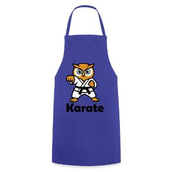 Karate Eule - Kochschürze - Royalblau - Vorne - AI Model Male 185 dark (185cm)