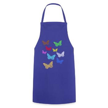 Neon Schmetterlinge  - Kochschürze - Royalblau - Vorne - AI Model Male 185 dark (185cm)