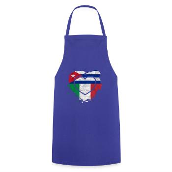 Cuban Italian Heart Cuba y Italia Amor - Cooking Apron - royal blue - Front - AI Model Male 185 dark (185cm)