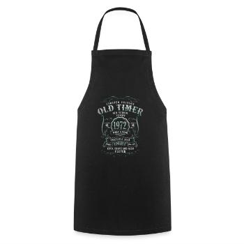 1972 born 50 birthday Old Timer 1972 - Cooking Apron - black - Front - AI Model Male 185 dark (185cm)