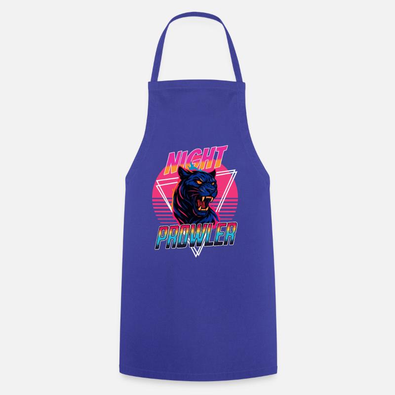 Night Prawler Retro Panther Design - Kochschürze - Royalblau